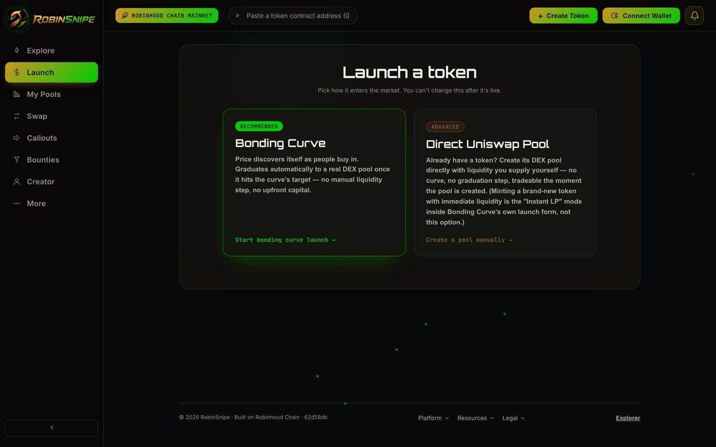 The real RobinSnipe launch configuration screen